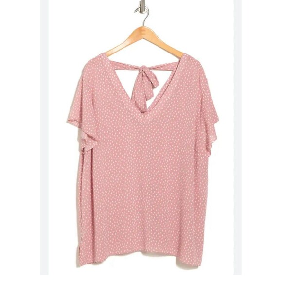 Everleigh V-Neck Tie Back Tunic Top Women's Lge Pink Pastel Boho Hippie Peasant - Picture 1 of 14